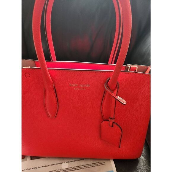 NWOT Kate Spade red leather tote or crossbody bag WITH Certificate of Authentici - Picture 8 of 9